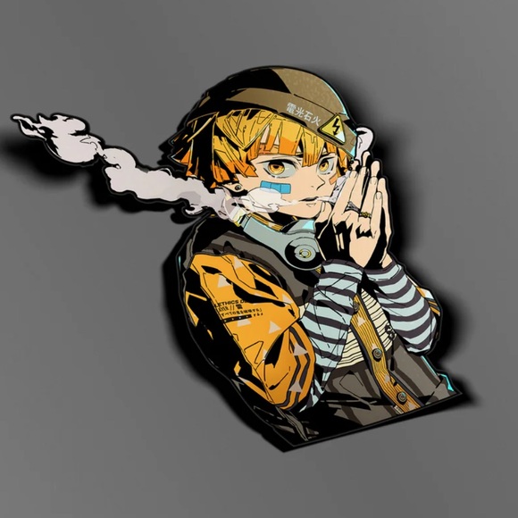 Demon Slayer Zenitsu Lightning Hypelethics Baseball Jersey & Vinyl Decals Bundle - Picture 9 of 12